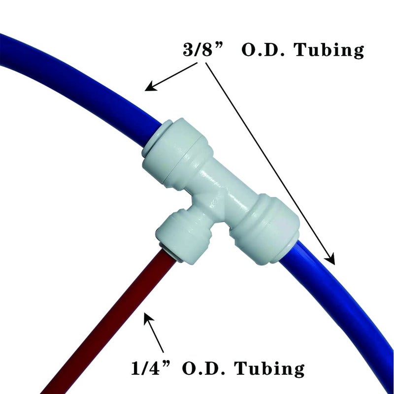 YZMSZ YZM Tee 3/8" to 1/4" to 3/8" OD tube Quick Connect fittings RO Water Filters (10pcs) â€¦ - Image 2